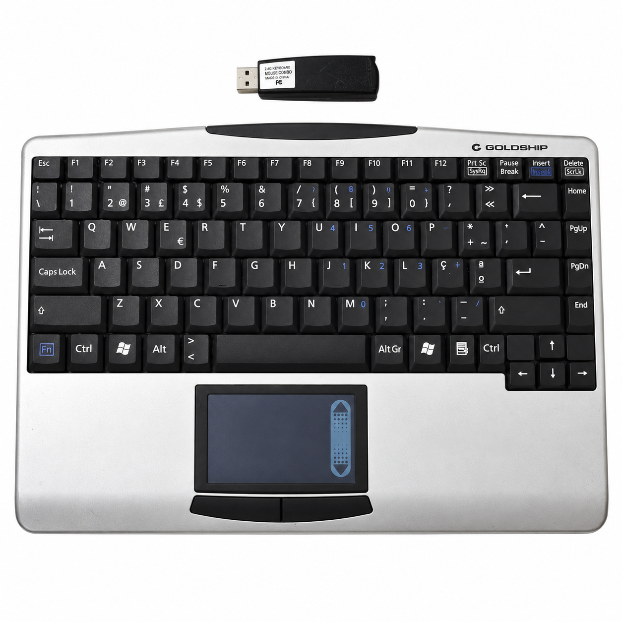 Teclado Sem Fio Goldship com Touchpad e Receptor USB