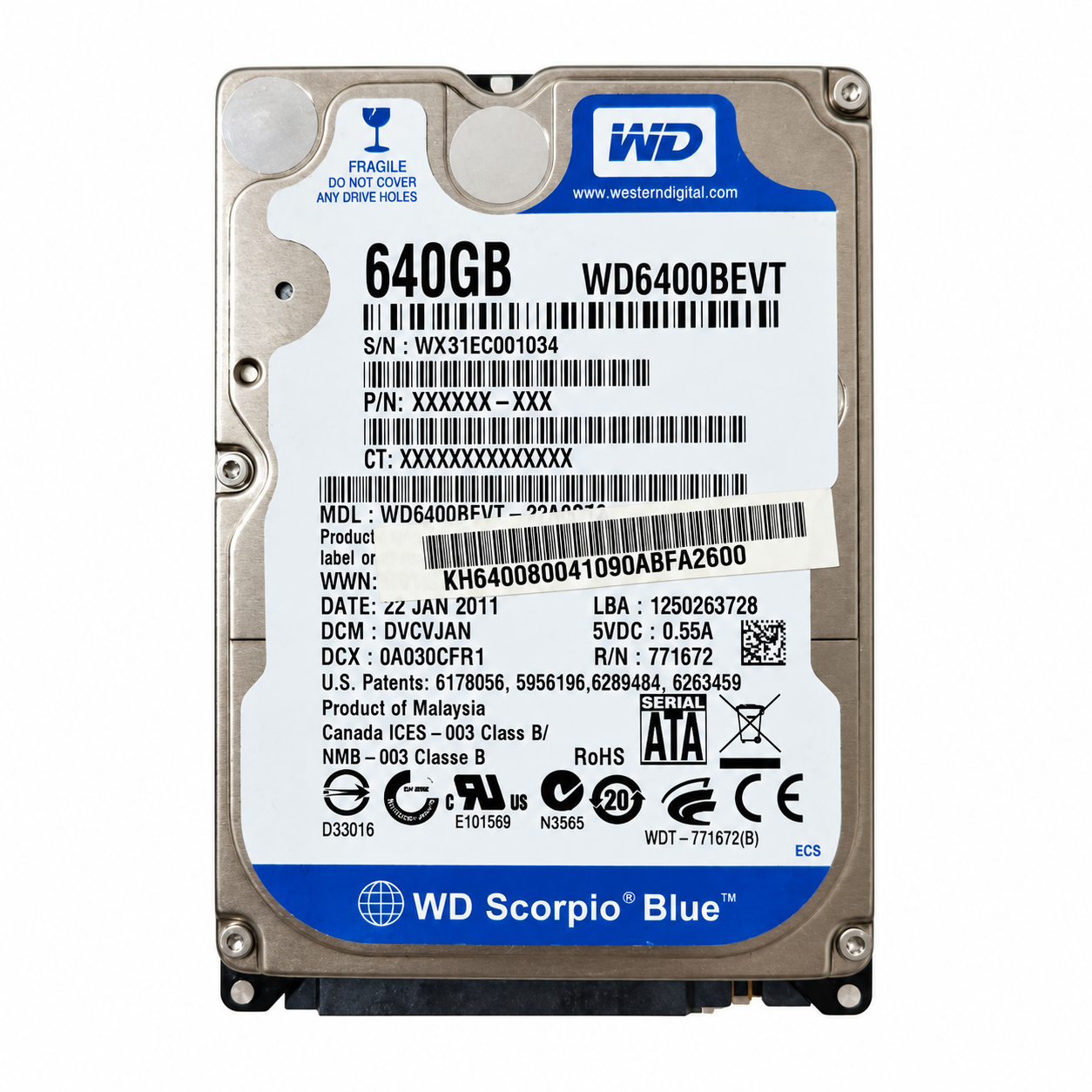 HD Western Digital Scorpio Blue 640GB 2,5" SATA para Notebook