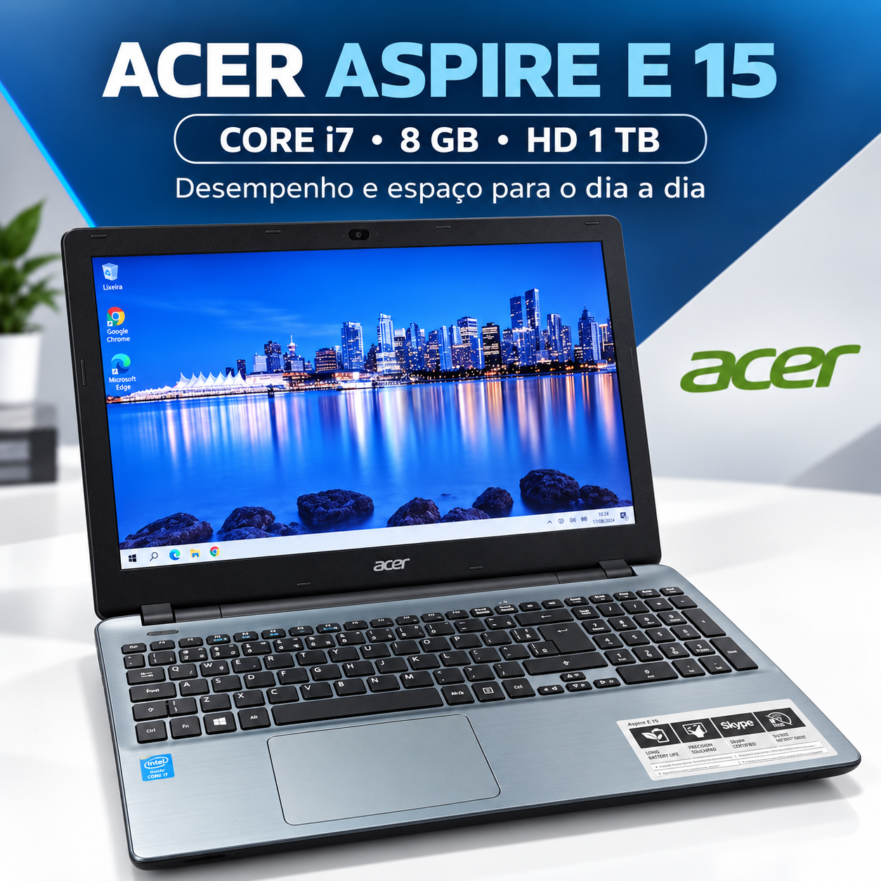 Notebook Acer Aspire E 15 E5-571 i7, 8GB, HD 1TB, Tela 15,6"